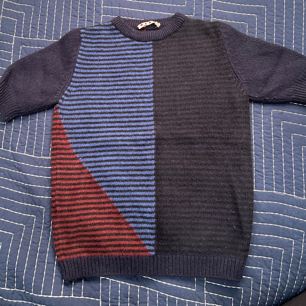 Marni striped short-sleeve wool-cashmere blend sweater
